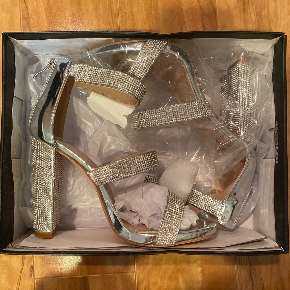 Windsor Silver Sequin Block Heels - image 3